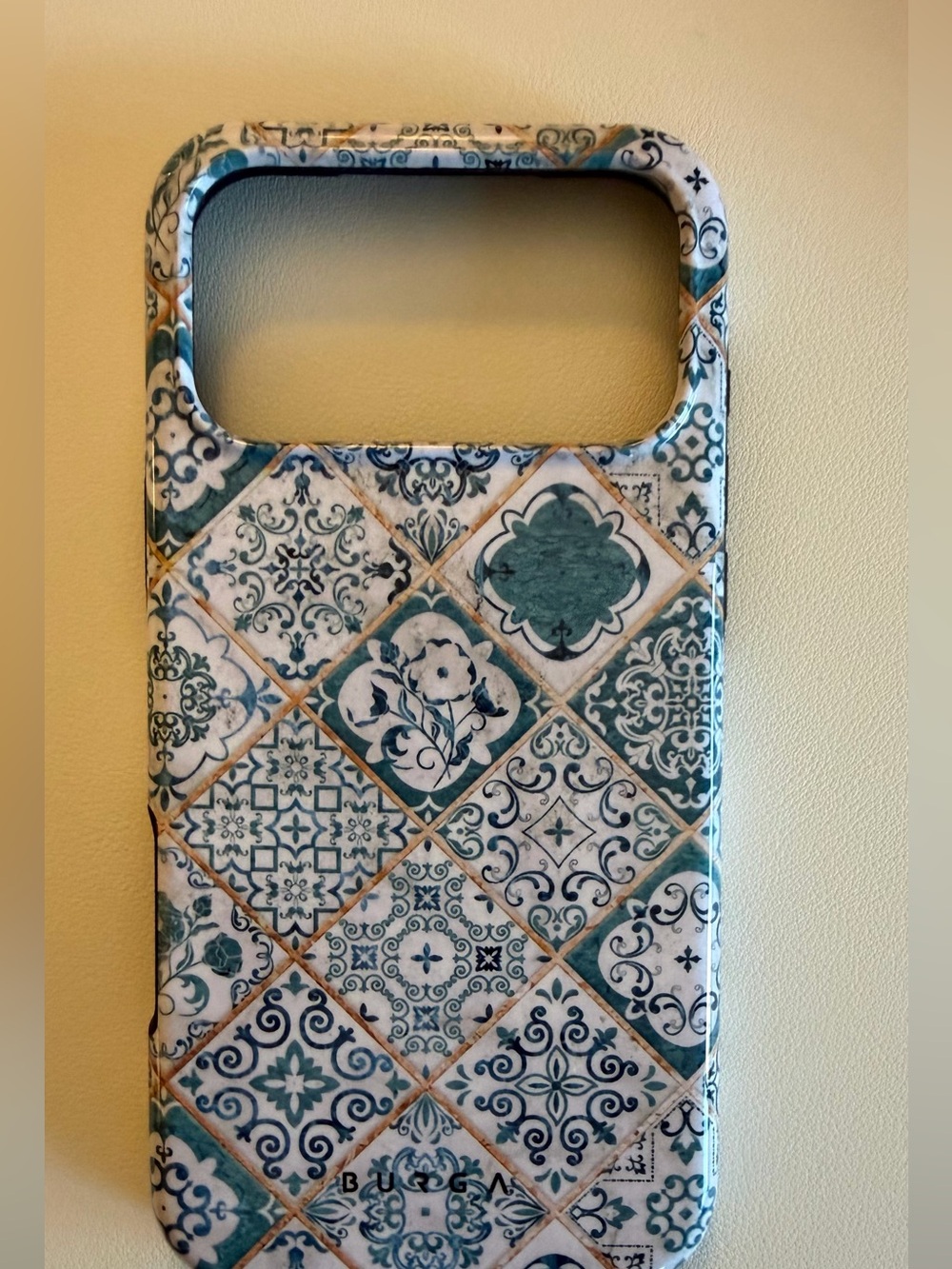 Floral Tile Pattern Teal & White Phone Case